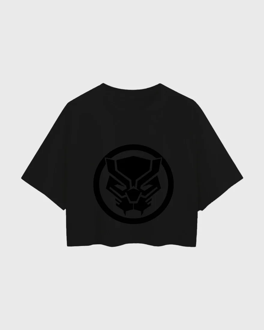 Womens Oversized Cropped TShirt Movies Black Panther Logo