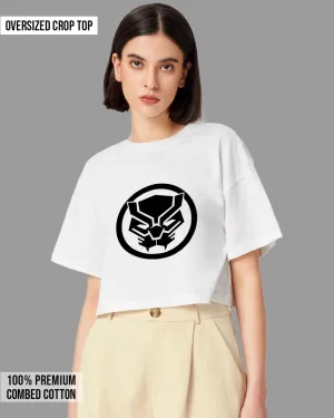 Womens Oversized Cropped TShirt Movies Black Panther Logo