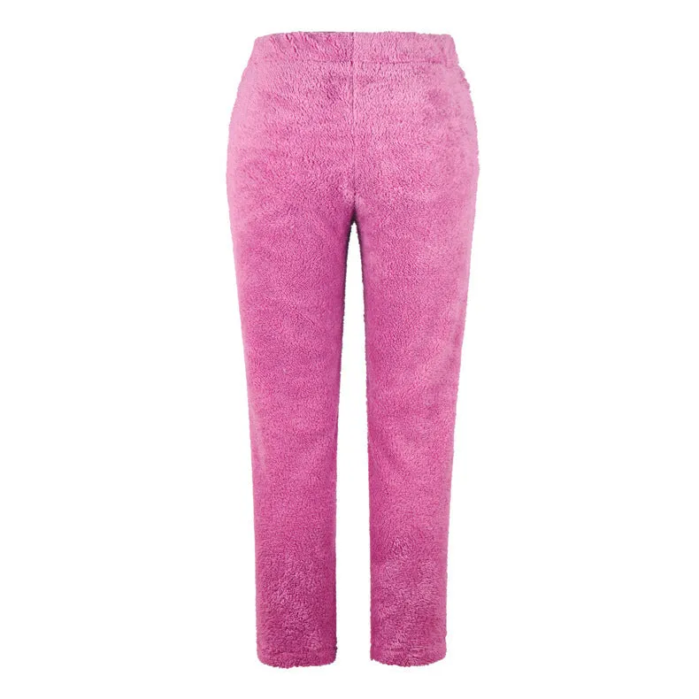 Women's Solid Color Loose Double-sided Plush Trousers Pants