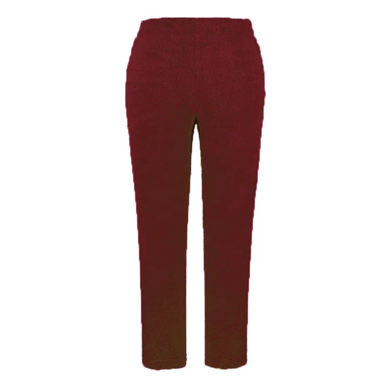 Women's Solid Color Loose Double-sided Plush Trousers Pants